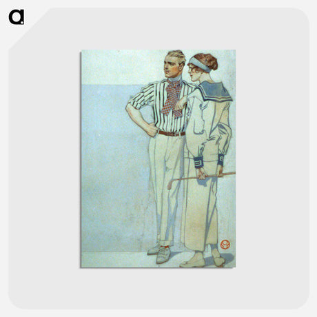 アートポストカード-Man and woman in sport clothes - エドワード ペンフィールド Postcard.