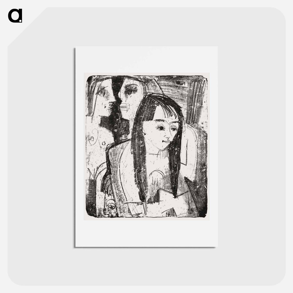 アートポストカード-Portrait of a Girl - エルンスト ルートヴィヒ キルヒナー Postcard.