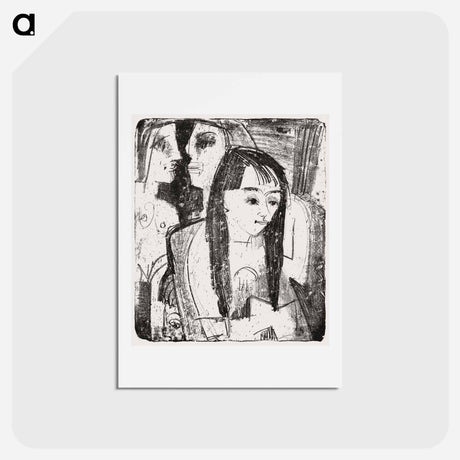 アートポストカード-Portrait of a Girl - エルンスト ルートヴィヒ キルヒナー Postcard.