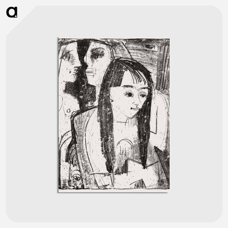 アートポストカード-Portrait of a Girl - エルンスト ルートヴィヒ キルヒナー Postcard.