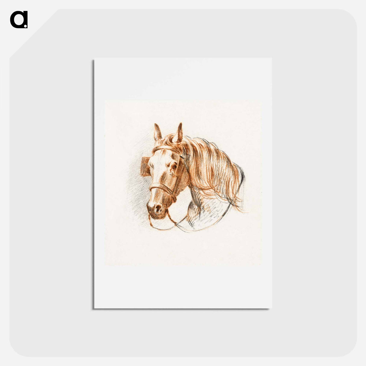 アートポストカード-Head of a horse with blinkers - ジャン ベルナール Postcard.