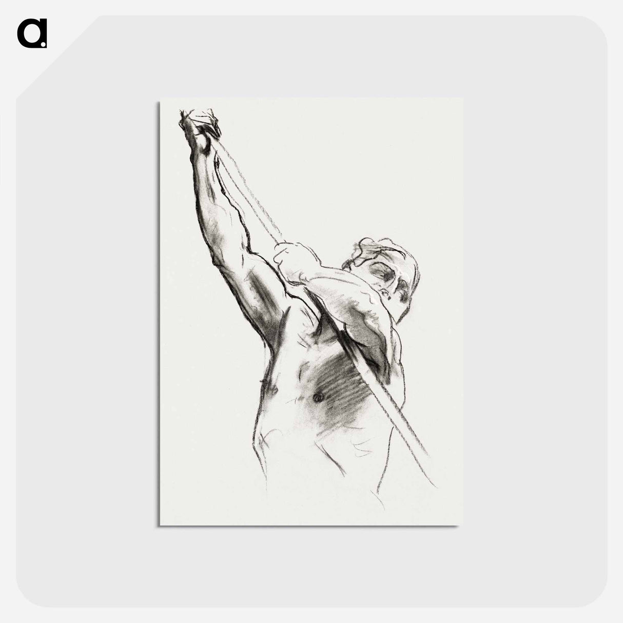 アートポストカード-Male Torso with Pole - ジョン シンガー サージェント Postcard.