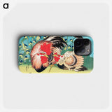 Rooster, Hen and Chicken with Spiderwort - Katsushika Hokusai Phone Case.