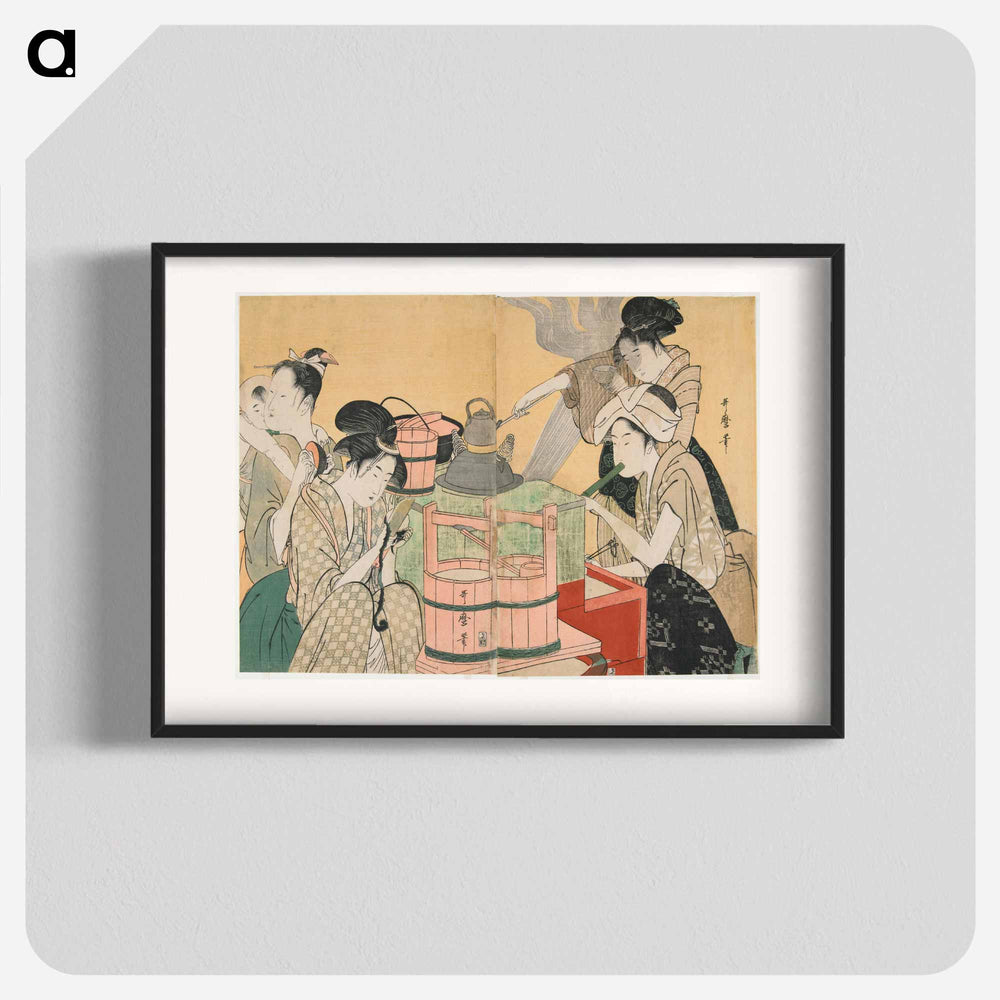 Kitchen Scene - 喜多川 歌麿 Poster.