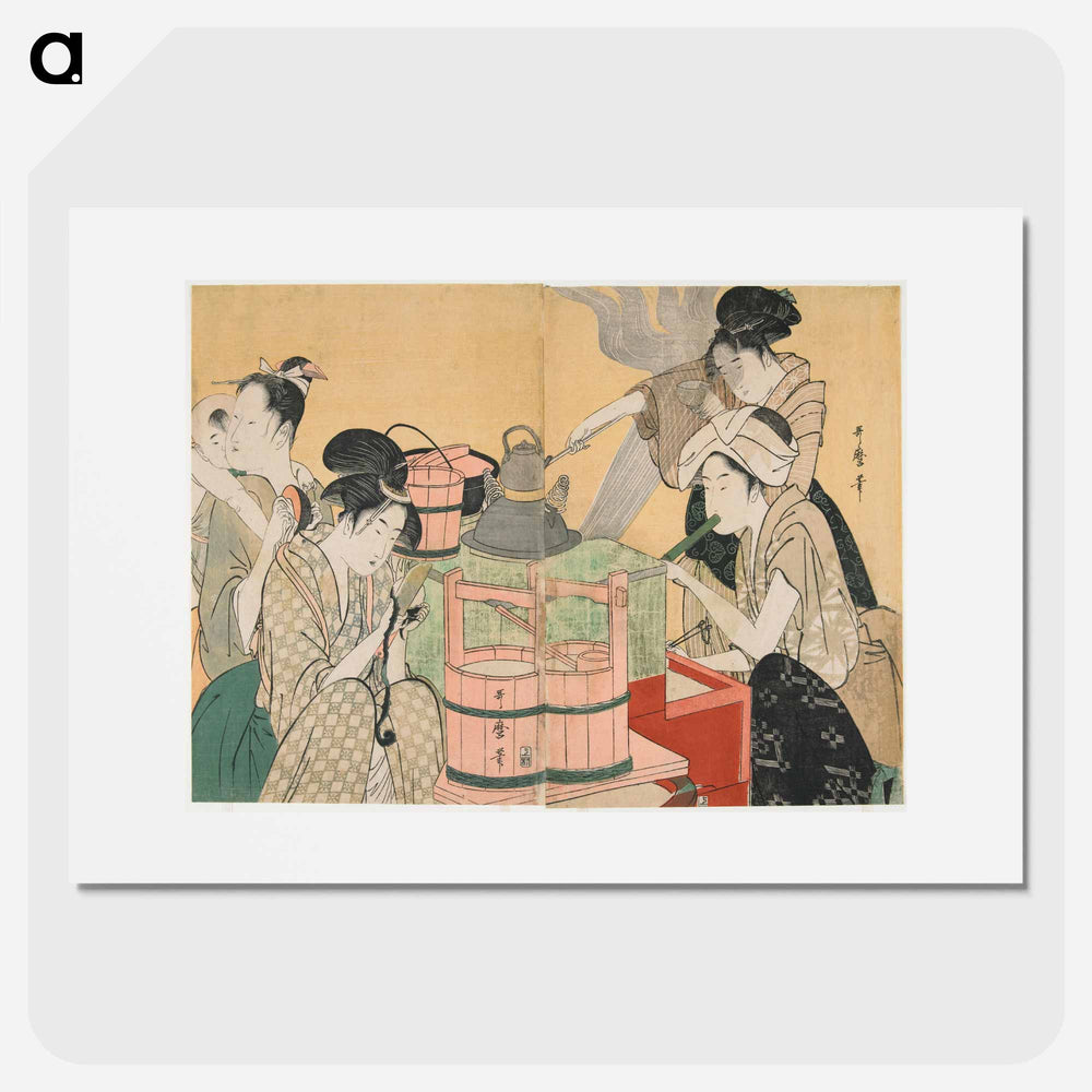 Kitchen Scene - 喜多川 歌麿 Poster.