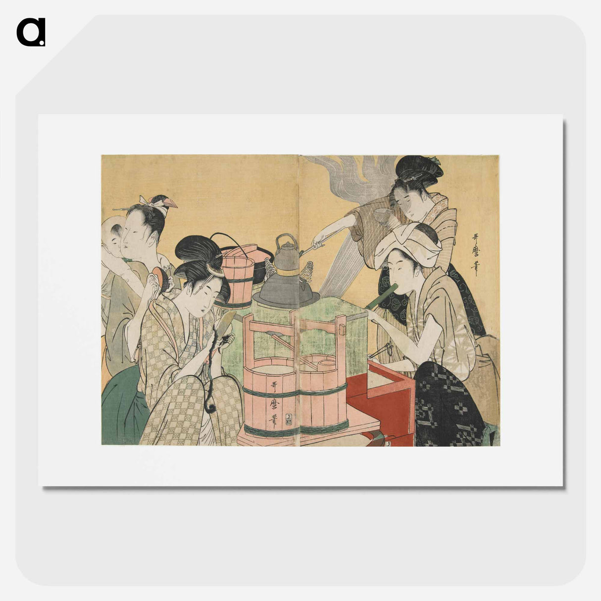 アートポスター-Kitchen Scene - 喜多川 歌麿 Poster.