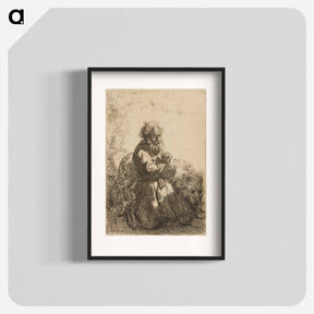 アートポスター-Saint Jerome Kneeling in Prayer, Looking Down - レンブラント ファン レイン Poster.