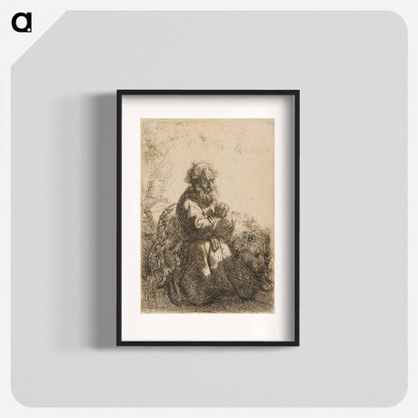 アートポスター-Saint Jerome Kneeling in Prayer, Looking Down - レンブラント ファン レイン Poster.