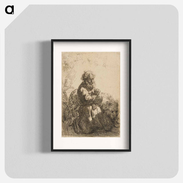 アートポスター-Saint Jerome Kneeling in Prayer, Looking Down - レンブラント ファン レイン Poster.