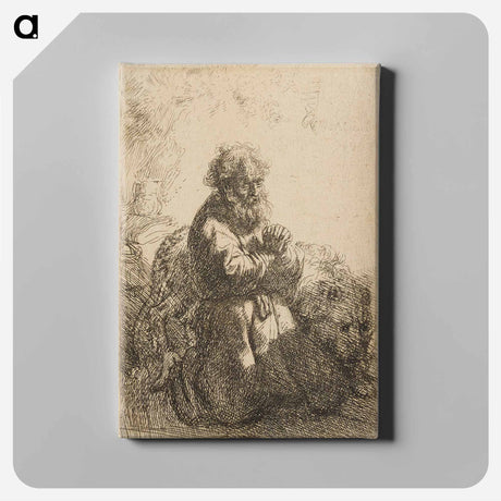 アートパネル-Saint Jerome Kneeling in Prayer, Looking Down - レンブラント ファン レイン Canvas.
