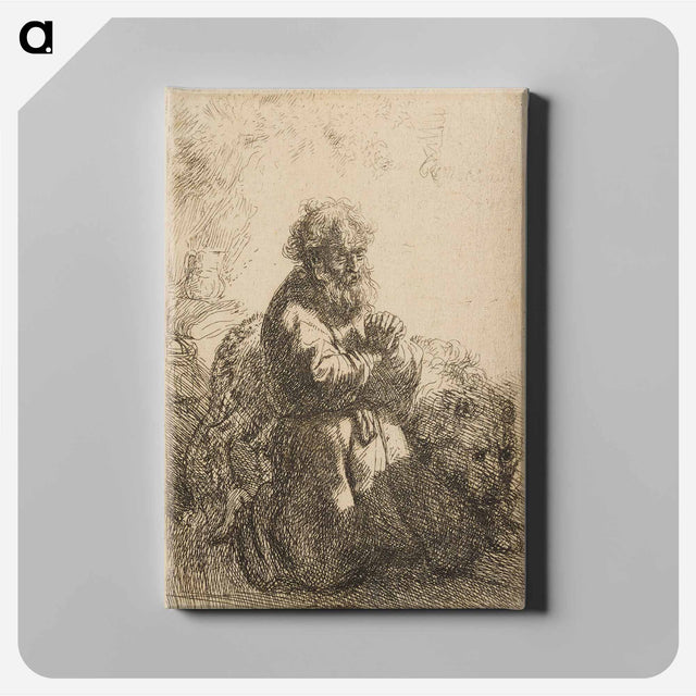アートパネル-Saint Jerome Kneeling in Prayer, Looking Down - レンブラント ファン レイン Canvas.