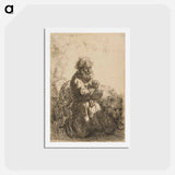アートポストカード-Saint Jerome Kneeling in Prayer, Looking Down - レンブラント ファン レイン Postcard.
