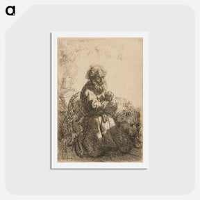 アートポストカード-Saint Jerome Kneeling in Prayer, Looking Down - レンブラント ファン レイン Postcard.