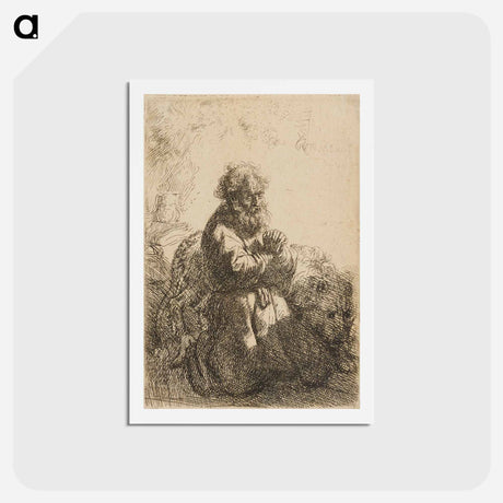 アートポストカード-Saint Jerome Kneeling in Prayer, Looking Down - レンブラント ファン レイン Postcard.