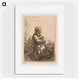 Saint Jerome Kneeling in Prayer, Looking Down - Rembrandt van Rijn Poster.