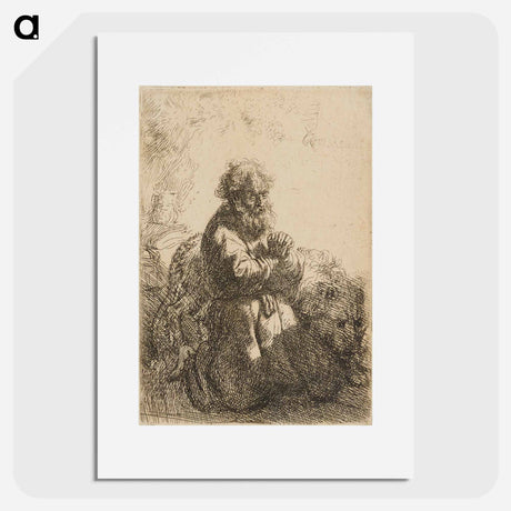 アートポスター-Saint Jerome Kneeling in Prayer, Looking Down - レンブラント ファン レイン Poster.