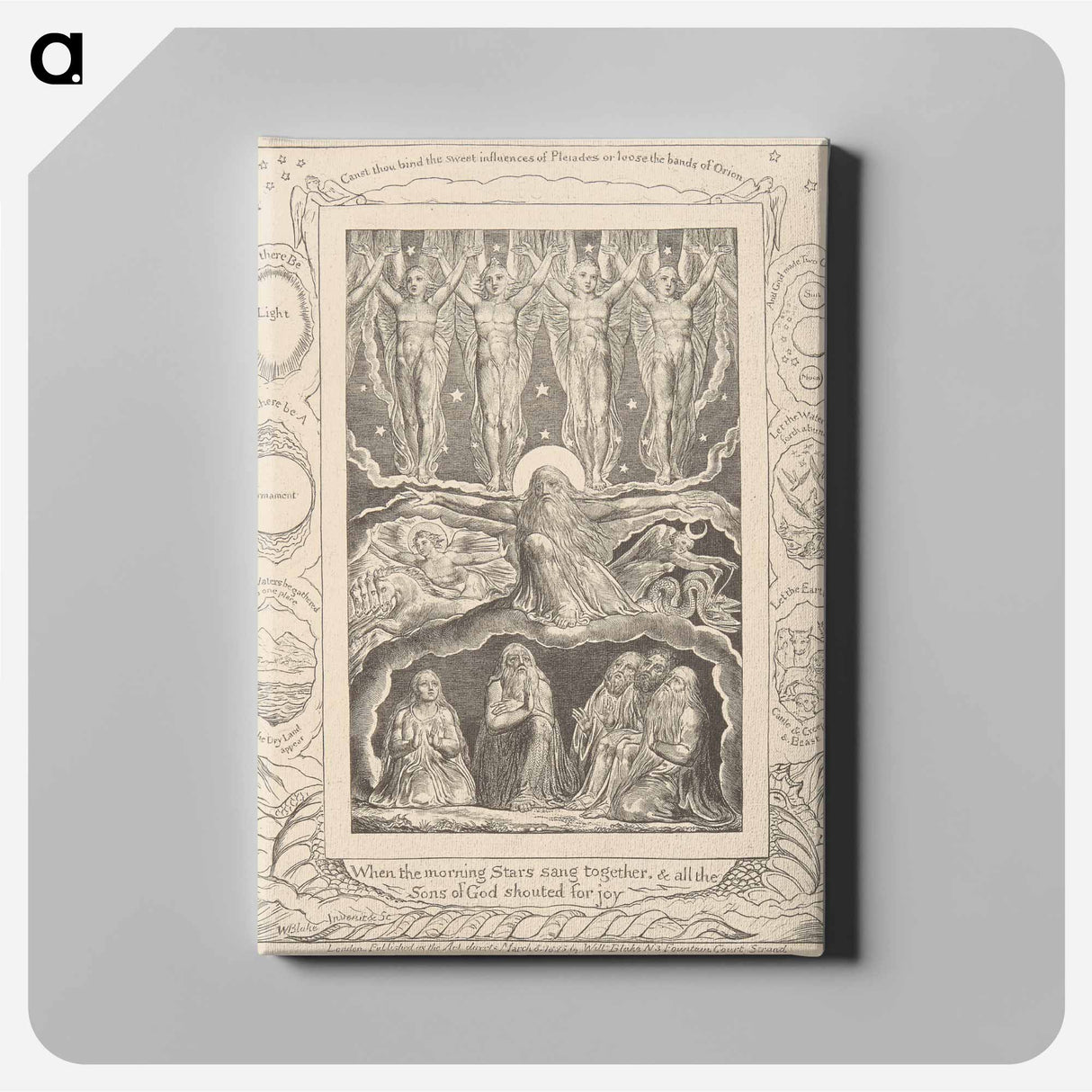 アートパネル-Book of Job, Plate 14, When the Morning Stars Sang Together - ウィリアム ブレイク Canvas.