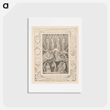アートポストカード-Book of Job, Plate 14, When the Morning Stars Sang Together - ウィリアム ブレイク Postcard.