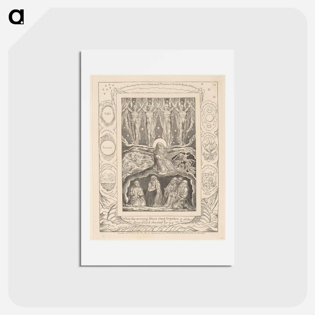 アートポストカード-Book of Job, Plate 14, When the Morning Stars Sang Together - ウィリアム ブレイク Postcard.