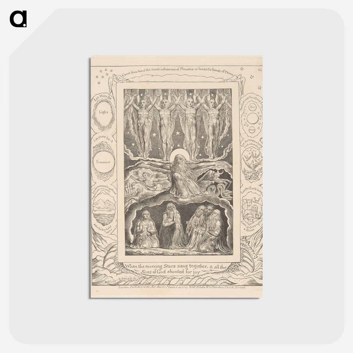 アートポストカード-Book of Job, Plate 14, When the Morning Stars Sang Together - ウィリアム ブレイク Postcard.