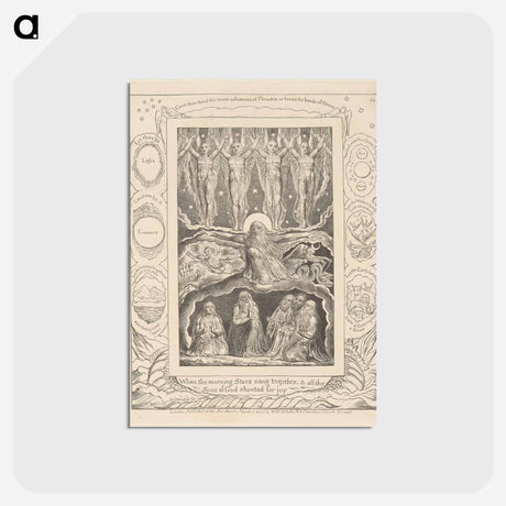 アートポストカード-Book of Job, Plate 14, When the Morning Stars Sang Together - ウィリアム ブレイク Postcard.