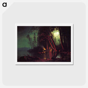 アートポストカード-Lake Tahoe, Spearing Fish by Torchlight - アルバート ビアスタット Postcard.