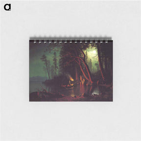 アートメモ帳-Lake Tahoe, Spearing Fish by Torchlight - アルバート ビアスタット Memo.