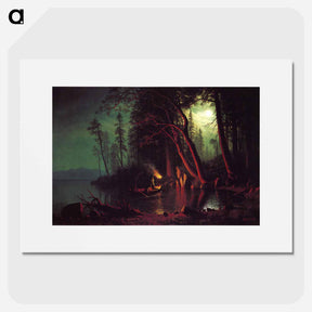 アートポスター-Lake Tahoe, Spearing Fish by Torchlight - アルバート ビアスタット Poster.
