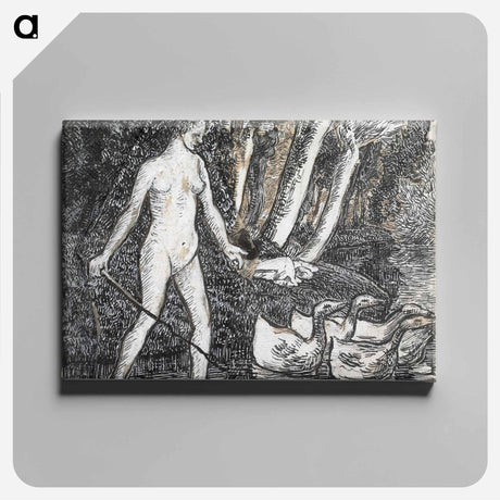 アートパネル-Bather with Geese - カミーユ ピサロ Canvas.