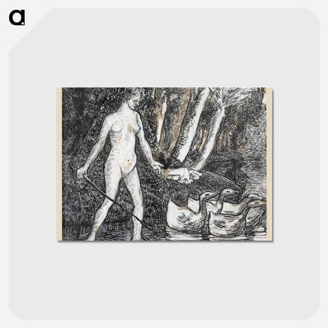 アートポストカード-Bather with Geese - カミーユ ピサロ Postcard.