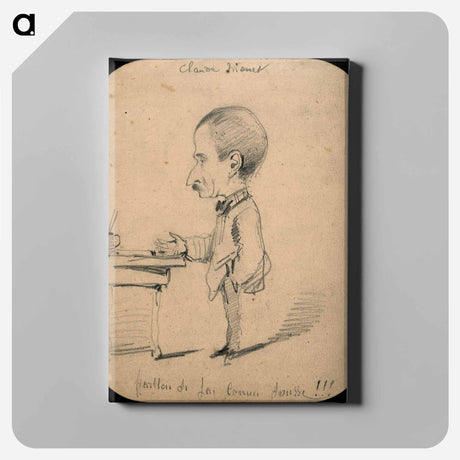 アートパネル-Caricature of a Man Standing by Desk (recto); Sketch of Male Head in Profile (verso) - クロード モネ Canvas.