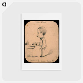アートポストカード-Caricature of a Man Standing by Desk (recto); Sketch of Male Head in Profile (verso) - クロード モネ Postcard.