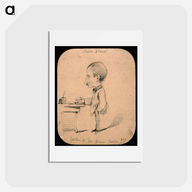 アートポストカード-Caricature of a Man Standing by Desk (recto); Sketch of Male Head in Profile (verso) - クロード モネ Postcard.