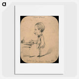 アートポスター-Caricature of a Man Standing by Desk (recto); Sketch of Male Head in Profile (verso) - クロード モネ Poster.