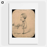 Caricature of a Man Standing by Desk (recto); Sketch of Male Head in Profile (verso) - クロード モネ Poster.