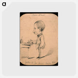 アートポストカード-Caricature of a Man Standing by Desk (recto); Sketch of Male Head in Profile (verso) - クロード モネ Postcard.
