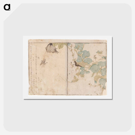 アートポストカード-Caterpillar and bees - 喜多川 歌麿 Postcard.
