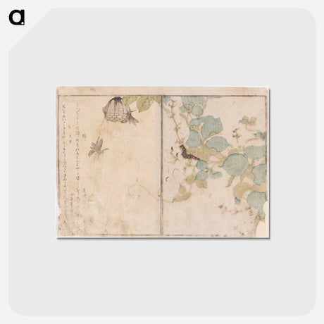 アートポストカード-Caterpillar and bees - 喜多川 歌麿 Postcard.
