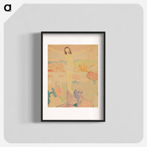 アートポスター-The Yellow Christ (recto), Female Bather Wading through a Brook - ポール ゴーギャン Poster.