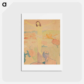 アートポストカード-The Yellow Christ (recto), Female Bather Wading through a Brook - ポール ゴーギャン Postcard.