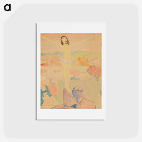 アートポストカード-The Yellow Christ (recto), Female Bather Wading through a Brook - ポール ゴーギャン Postcard.