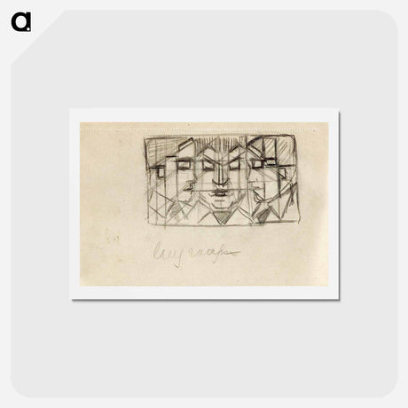 アートポストカード-Composition with three heads (from sketchbook 13) - テオ ファン ドゥースブルフ Postcard.