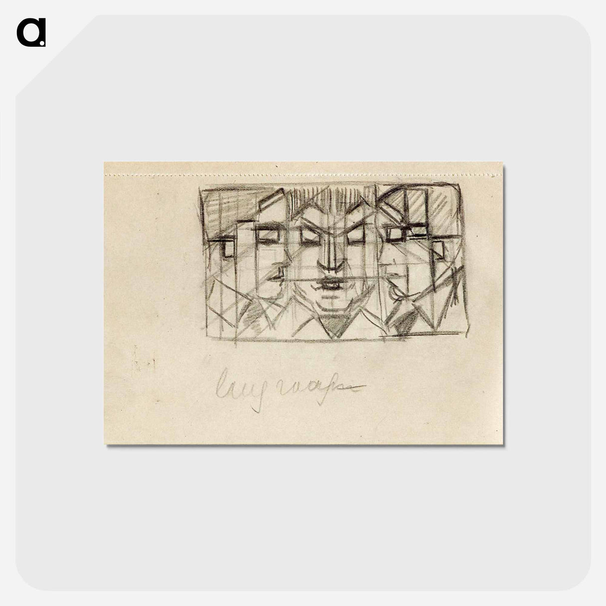 アートポストカード-Composition with three heads (from sketchbook 13) - テオ ファン ドゥースブルフ Postcard.
