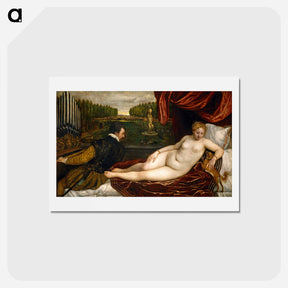 アートポストカード-Venus and an Organist and a Little Dog - ティツィアーノ ヴェチェッリオ Postcard.