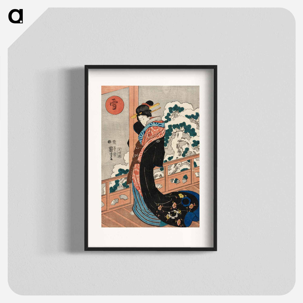 Snow: Beauty on a Veranda - 歌川 国芳 Poster.