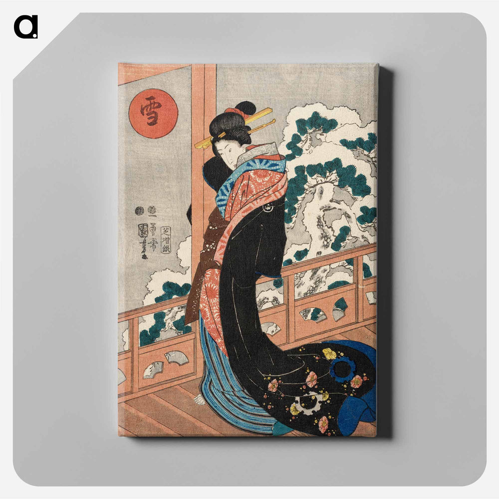 Snow: Beauty on a Veranda - 歌川 国芳 Canvas.