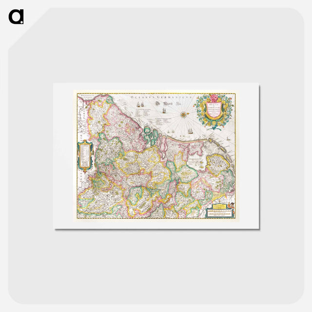 アートポストカード-Kaart van de Nederlanden - アンティーク地図 Postcard.
