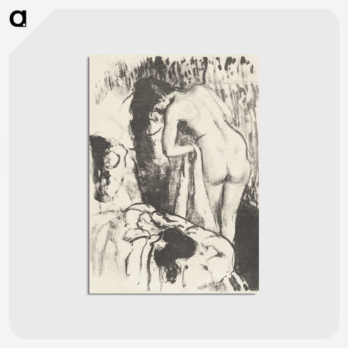 Nude Woman Standing, Drying Herself (Femme nue debout, a sa toilette) - エドガー ドガ Postcard.