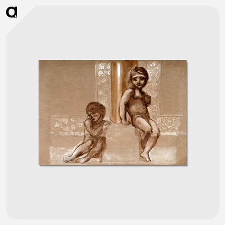 アートポストカード-Troy Triptych - Study of Two Putti - エドワード バーン ジョーンズ Postcard.