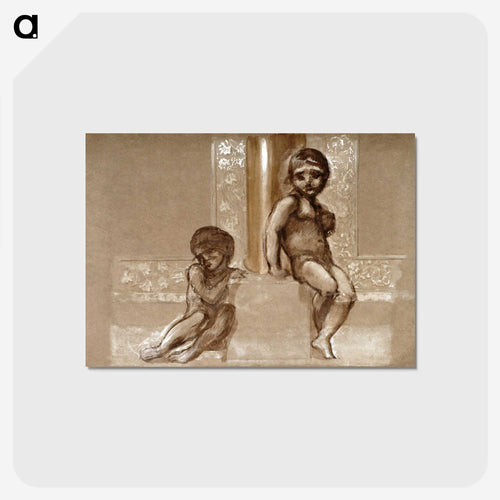 Troy Triptych - Study of Two Putti - エドワード バーン ジョーンズ Postcard.